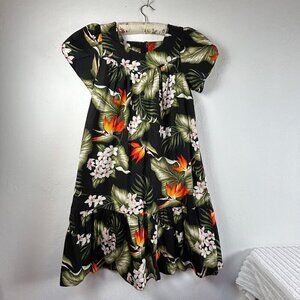Vintage Royal Creations Size Medium Cotton Floral Hawaiian Dress Made In Hawaii